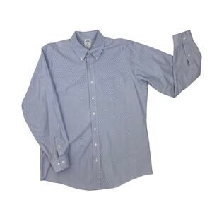Brooks Brothers Mens 17-6/7 Regent Blue Cotton Long Sleeve Classic Button Down